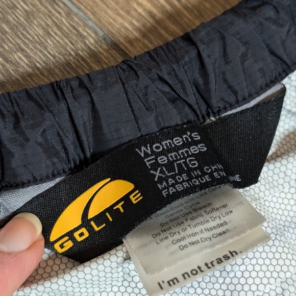 GOLITE Black Thin Nylon PACKABLE WINDBREAKER PANTS Rain Hike Gym Layer Womens XL - Picture 6 of 8
